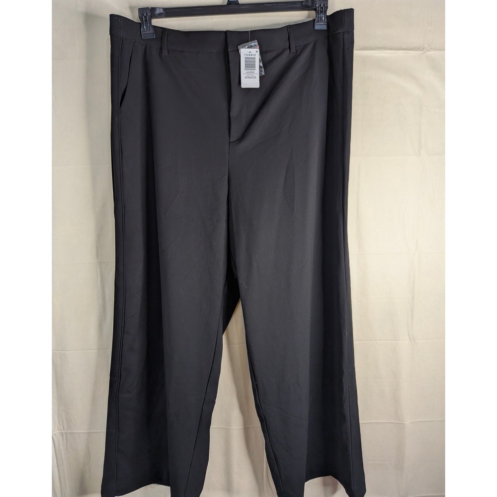 Torrid Wide Leg Dress Pants Poly Fresco High Rise Trousers Deep Size 20 Black